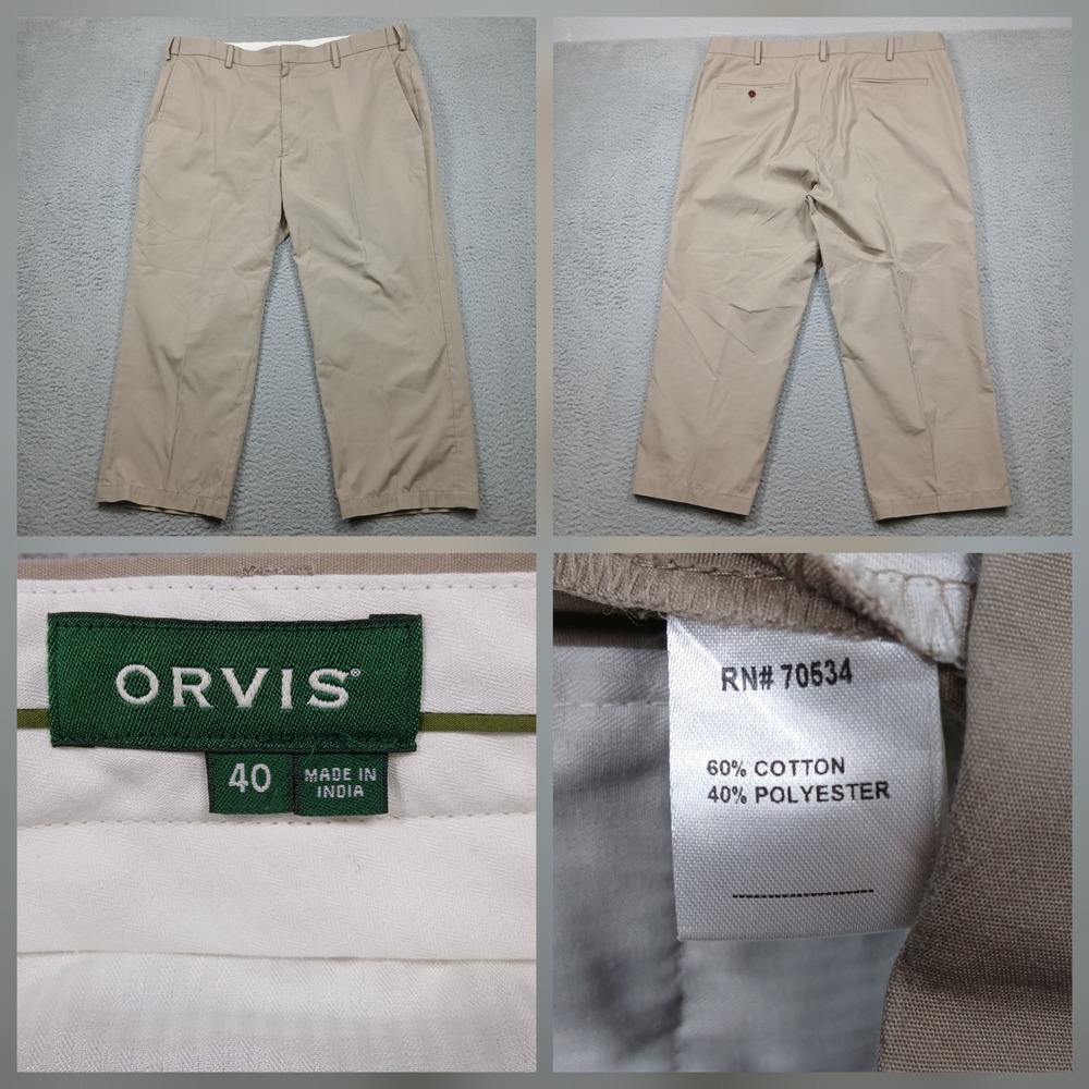 Orvis Khaki Pants Mens 40 Tan Cotton Blend Casual